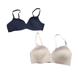 Calvin Klein 2 Pack Lightly Lined Wireless Bra Womens (Ostrich/Shore, Medium)